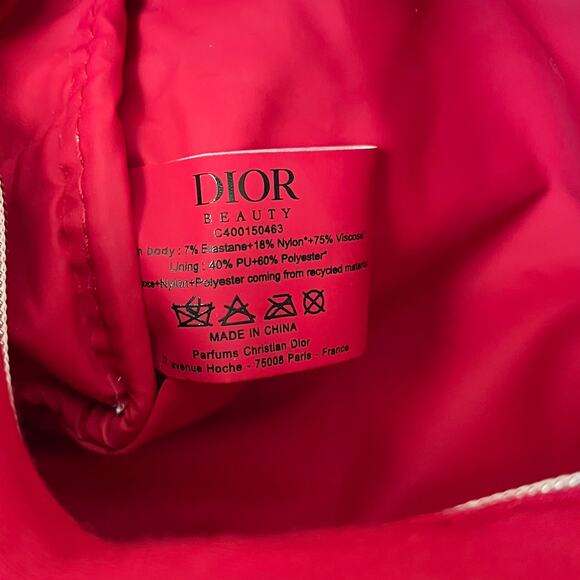 Dior Beauty CD Logo Soft Red Makeup Bag Zip Pouch - Picture 6 of 7